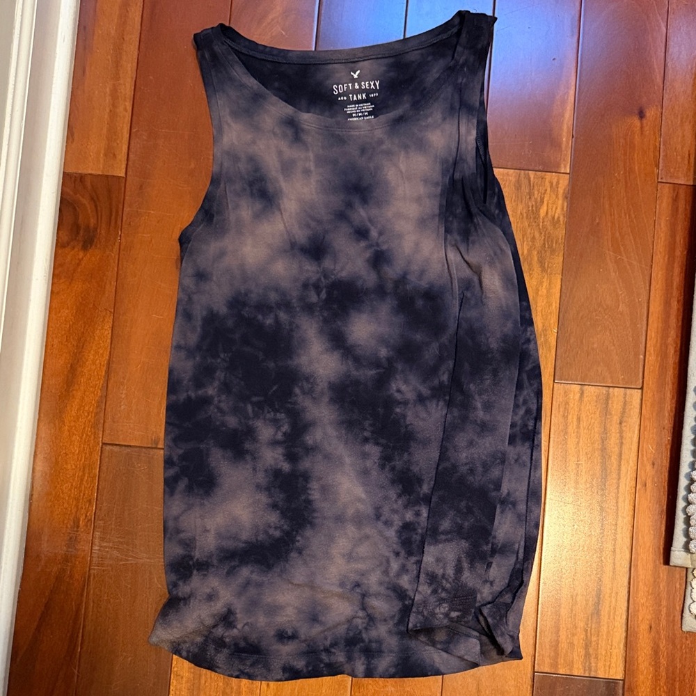 American Eagle Outfitters Navy Tie-Dye Tank Top Soft & Sexy